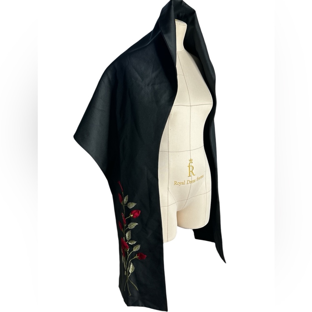 Isabella Fiore satin rose embroidered shawl